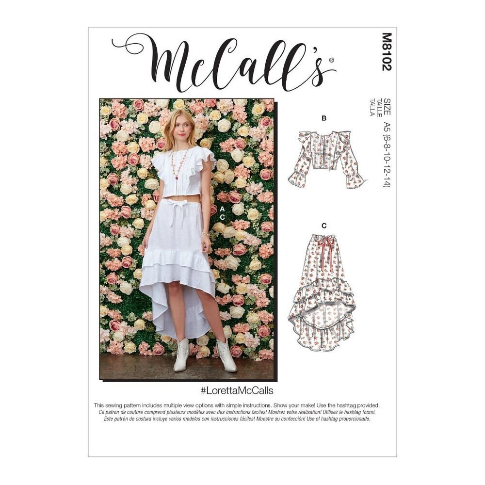 McCalls Sewing Pattern 8102 10521 Top Skirt Misses Size 14-22